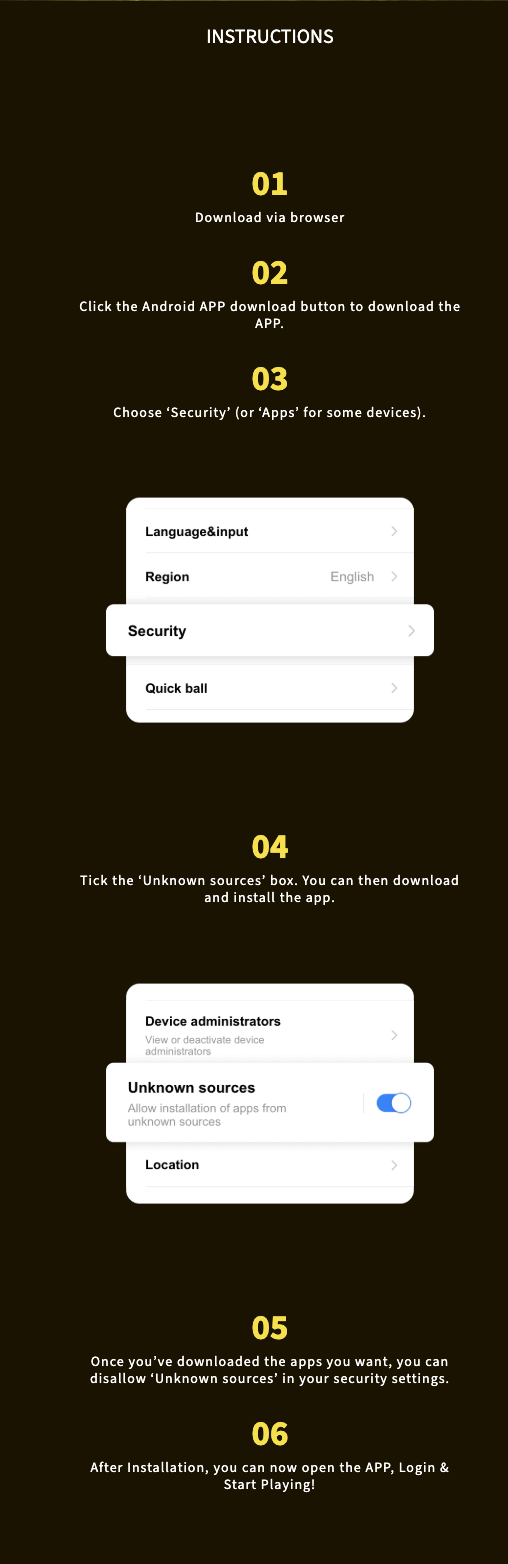 Android APK install 6 steps instructions