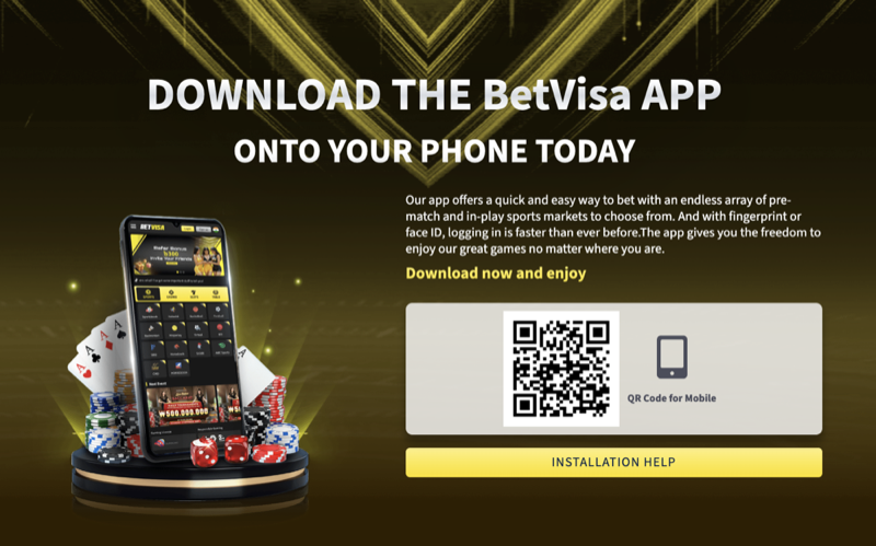 BetVisa App download page with QR code